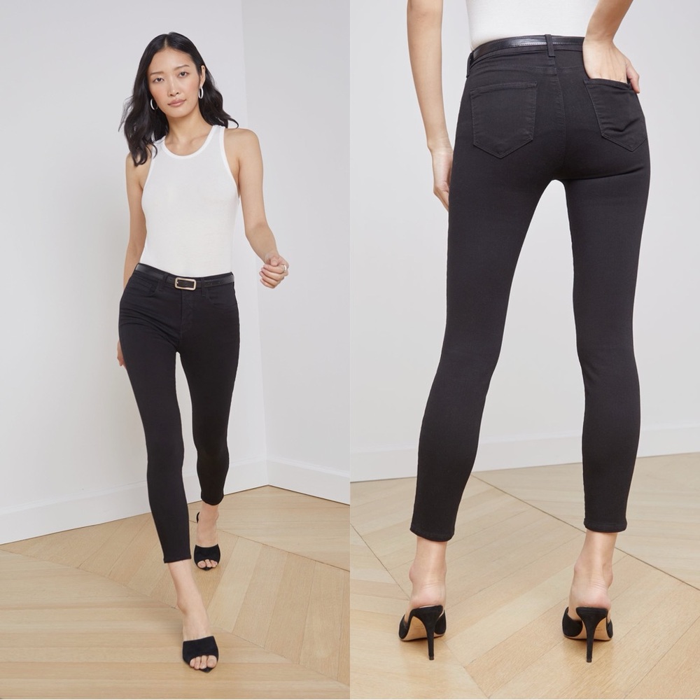 L’AGENCE Margot Skinny High Rise Jean Noir 27” Super Stretch Retail $245 Size 34